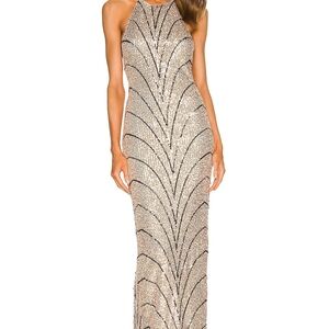 x REVOLVE Coreen Gown in Champagne & BlackMichael Costello